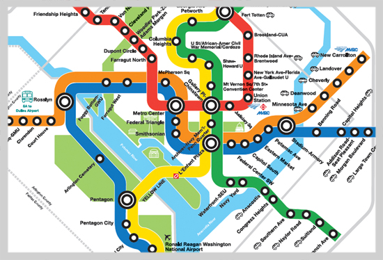 Metro Map Dc S Metro Consists Of A Red Blue Orange Green And