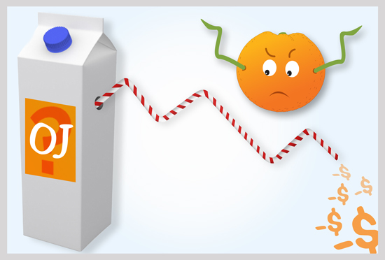 Orange juice packaging, failed, angry orange